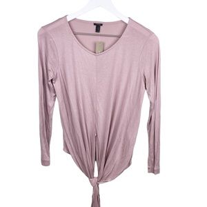 NEW J. Crew Women's Tie-Front Long-Sleeve Wrap Tee Mauve Pink H2639 Size Small